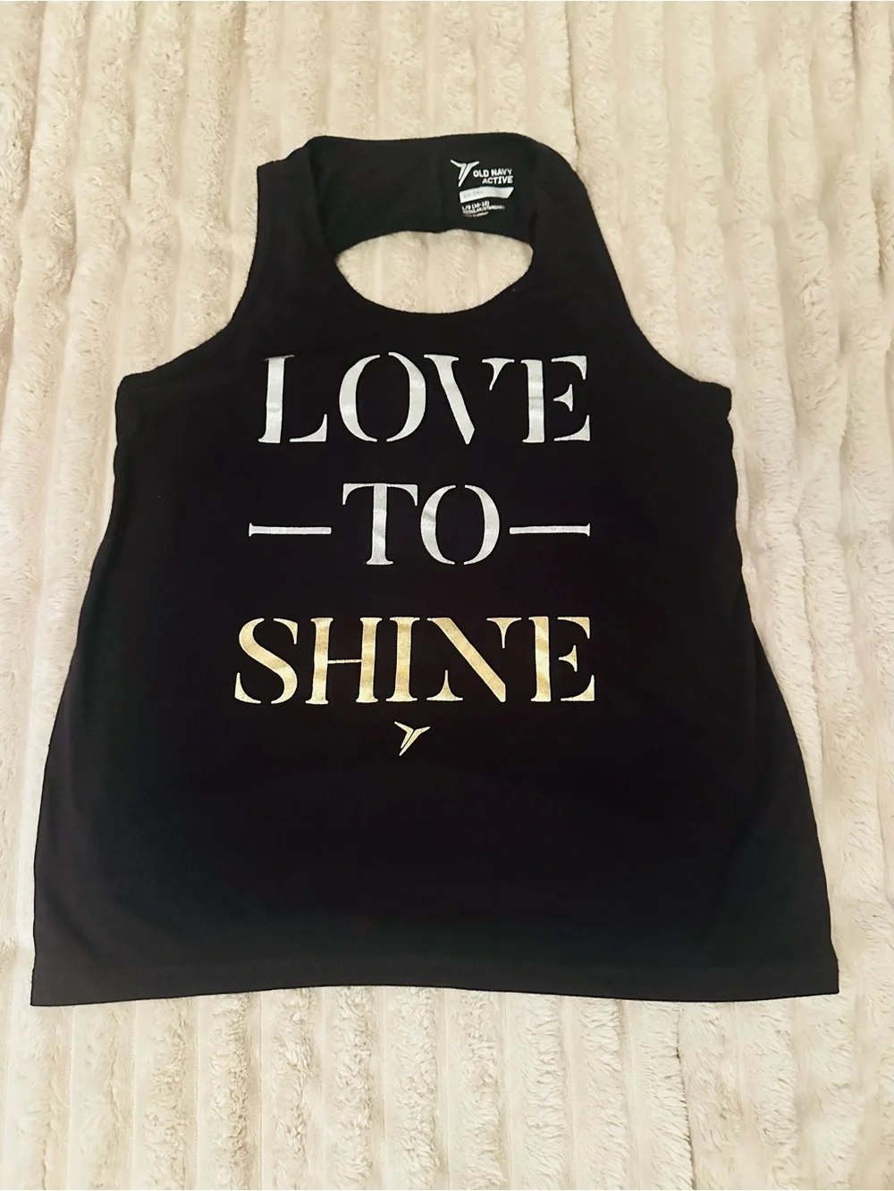 Girls' Black 'Love to Shine' Metallic Print Tank Top